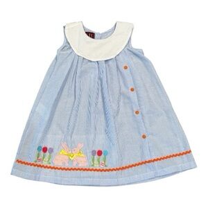Lil Cactus Blue Seersucker Bunnies Dress